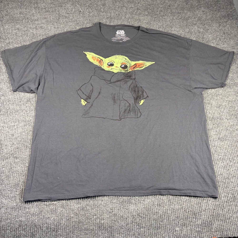 Star Wars Mad Engine Shirt Men's 3XL Grogu Baby Yoda Graphic Gray Cotton
